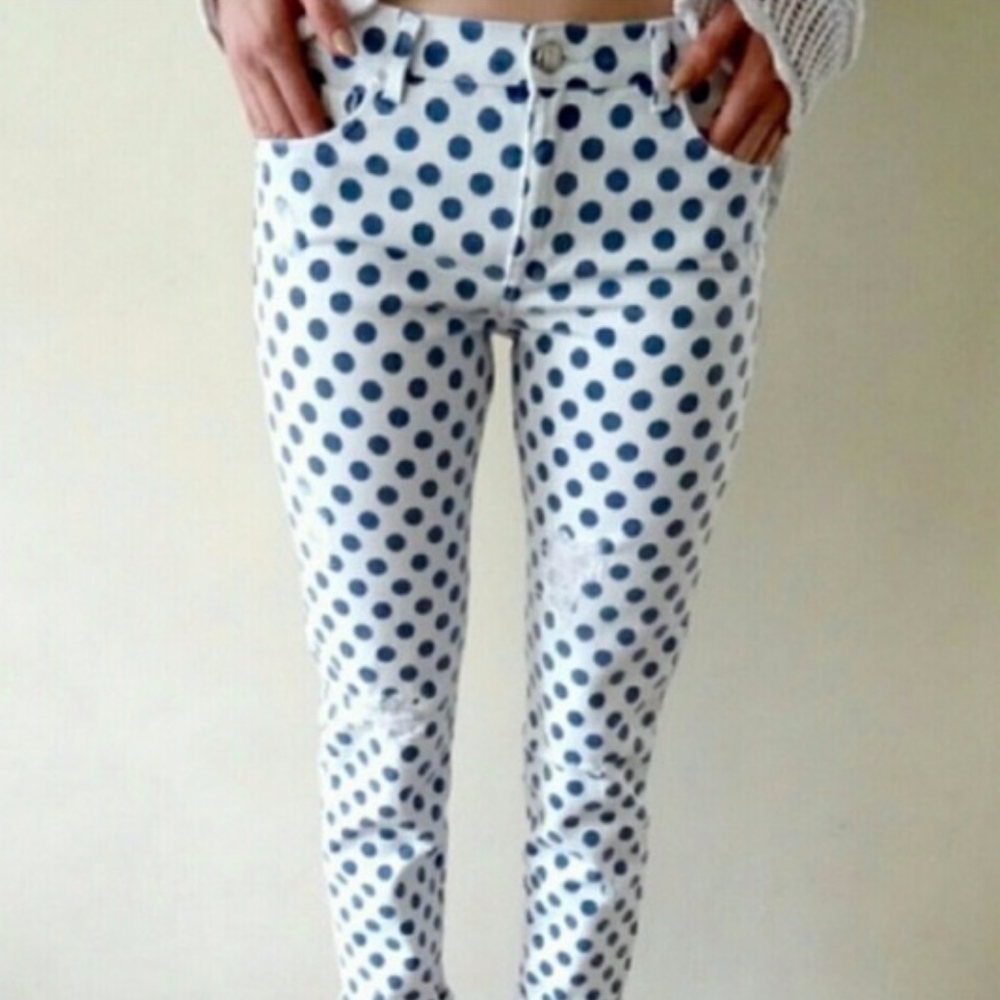 Zara Polka Dot Destructed Jeans